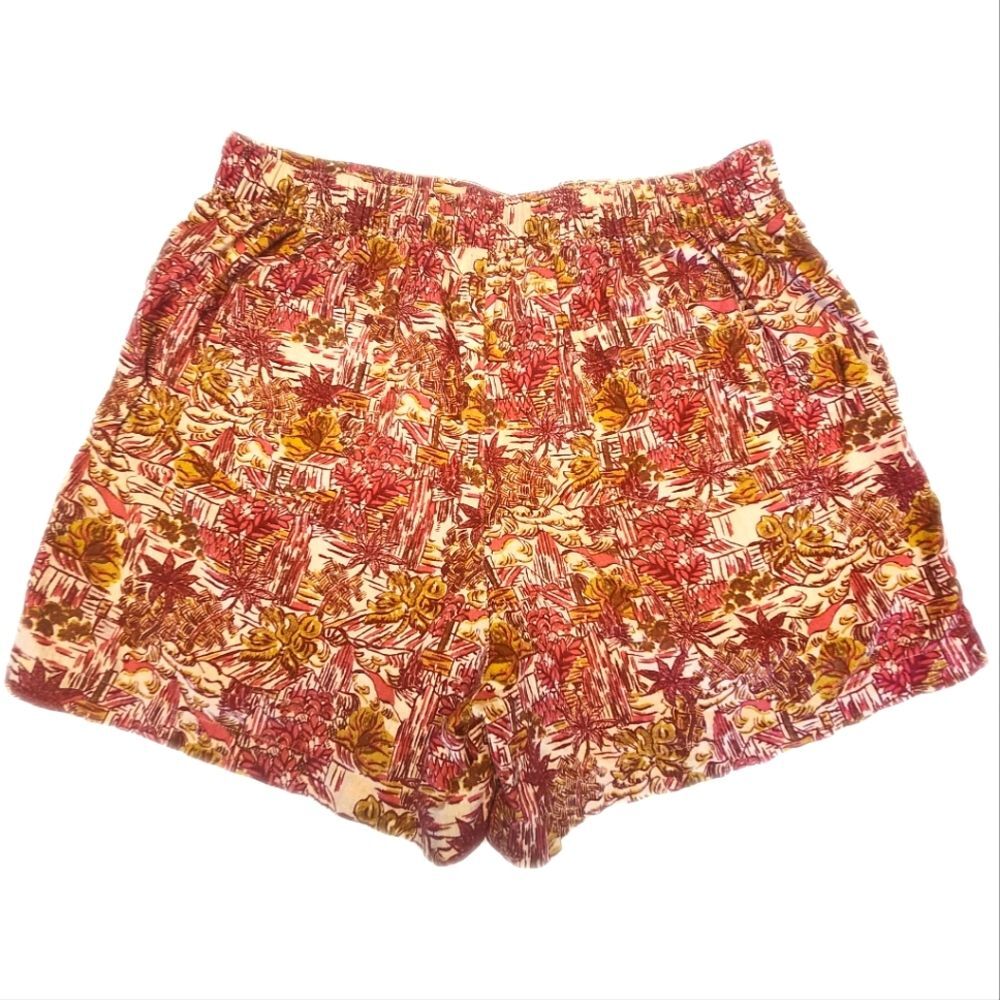 5/$55 Joie 3-Pocket Linen/Rayon Blend, Red Greem Cream Tropical Print Shorts, XL